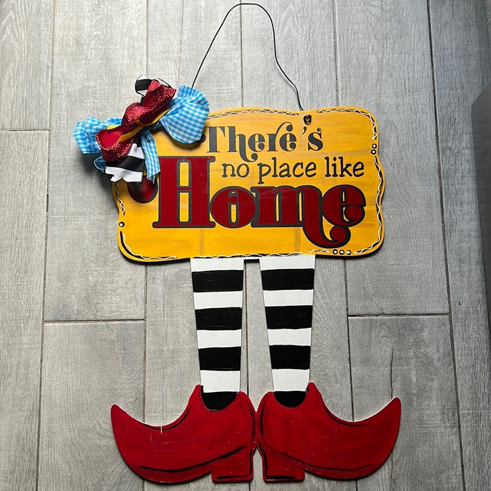 Wizard of Oz / Wicked Front Door Hanger Sign- There's no place like Home